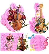 ZiXiang Guitar Fondant Molds Music Note Silicone Mold for Cake Decorating Cupcake Topper Chocolat...