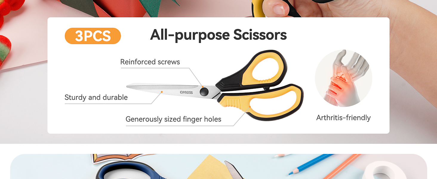 8.5" Scissors All Purpose 3 Pack