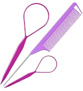 Hair Tail Tools, TsMADDTs 3Pack Hair Loop Tool Set with 2Pcs French Braid Tool Loop 1Pcs Rat Tail...