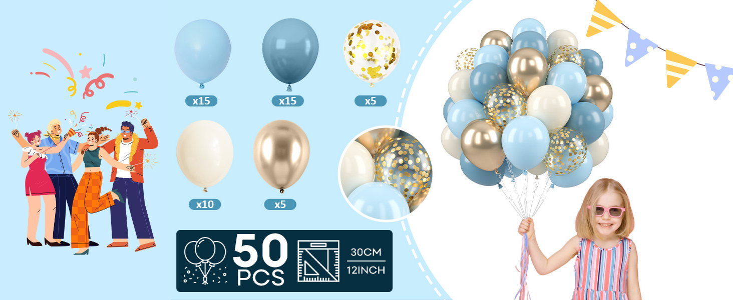 blue gold balloons