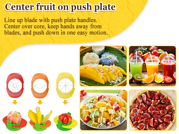 Fruit Cutter Slicer, 4 in 1 Apple Slicer with Vegetable Peeler & Cleaning Brush Mango Cutter