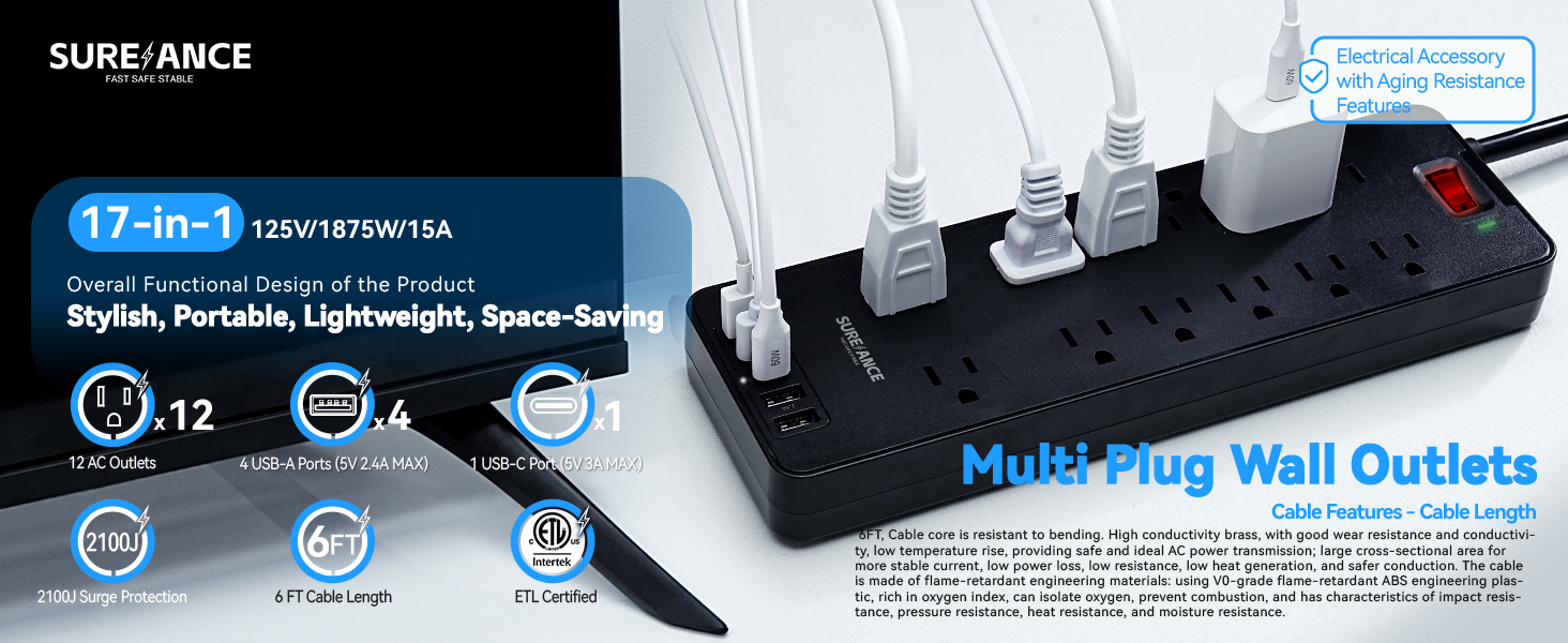 Power strip surge protector