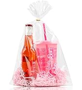 Ohuimrt 100 PCS Cellophane Treat Bags, 10 x 14 Inches Clear Plastic Goodie Gift Bags with Ties fo...