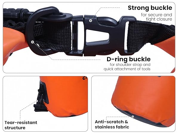 Strong buckle Tear resistant Anti-scratch design Waterproof Dry Bag Durable Kayak Storage Gear