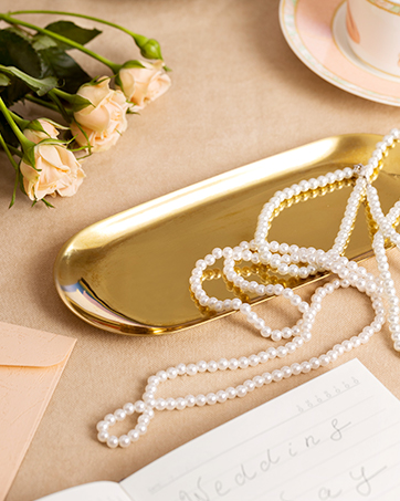 white bead necklace