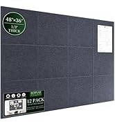 Large Cork Bulletin Board for Wall 48"x36", 12 Pack Felt Wall Tiles with 80 Pushpins, 60 Safe Rem...