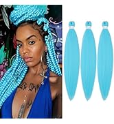 WacanDan Light Blue Braiding Hair Pre stretched 16 Inch 3 Packs, Professional Soft Yaki Texture L...