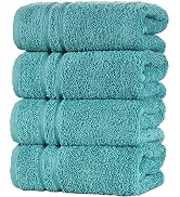 Hammam Linen Teal Turquoise Hand Towels 4-Pack - 16 x 29 Turkish Cotton Premium Quality Soft and ...