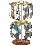 Irosiy 360° Rotating Double-layer Sunglasses Organizer - Stainless Steel Glasses Holder for Multi...