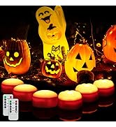Litake LED Flameless Pumpkin Lights with Remote,Flickering Jack-O-Lantern Lights with Timer,Batte...