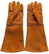 Cxqunzon Leather MIG Welding Gloves - Heat Fire Resistant for Welding/Grilling/BBQ/Fireplace(Blac...