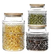 Glass Storage Jar, Food Containers with Airtight Bamboo Lids for Candy Snack Coffee Sugar ...