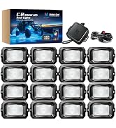 MICTUNING C2 Curved RGBW LED Rock Lights - 16 Pods Underglow Multicolor Neon Light with Wiring Sw...