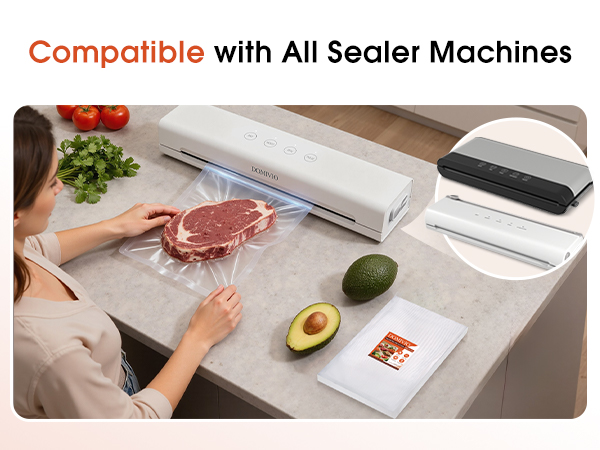 compatible with all vacuum sealer machines and food saver bags.