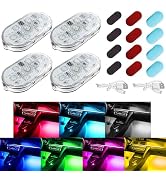 PLALEI 4PCS Wireless LED Lights for Car, 7 Colors Magnetic Auto Interior Light with Bright LED La...