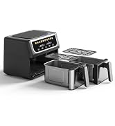 NEWBULIG Dual Air Fryer with 2 Baskets 9.5 QT, 10 in 1 Large Air Fryers with Ceramic Crisper Plat...