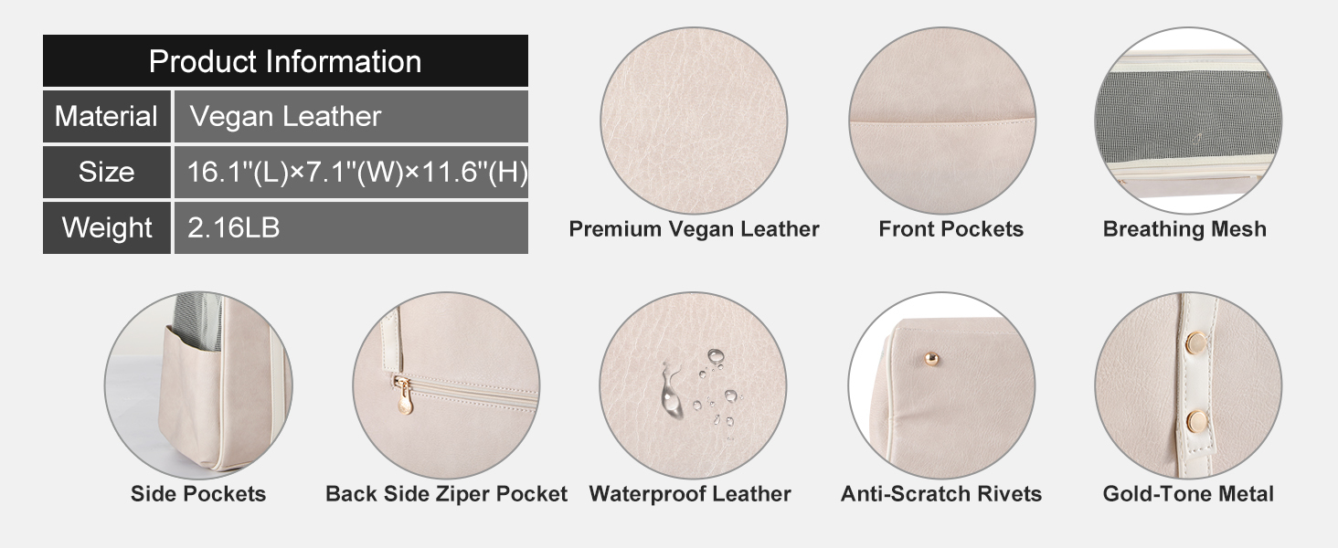 Fashion Dog Carrier Purse, Premium Leather Cat Carrier Bag