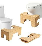 Bambition Bamboo Toilet Squat Stool, 7 and 9 Inch Adjustable Heights, Foldable Squatty Potty for ...