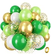 Green Gold Balloons Set, Dark Green Pearl Lime Green Metallic Gold White with Confetti Latex Ball...