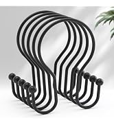 AmazerBath Shower Curtain Hooks, Shower Curtain Rings Black, Simple Double Hook Shower Curtain Ho...