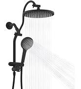Hibbent 10'' Rain Shower Head Combo, 3 Handheld Sprays, Black | cUPC Certified Self-cleaning High...