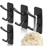 INVIHUG Adhesive Hooks, Large Size Heavy Duty Black Adhesive Wall Hooks for Towel, Robe, Loofah, ...