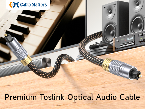 Premium Optical Audio Cable 6ft (Toslink Optical Cable for Soundbar, Digital S/PDIF Cord)