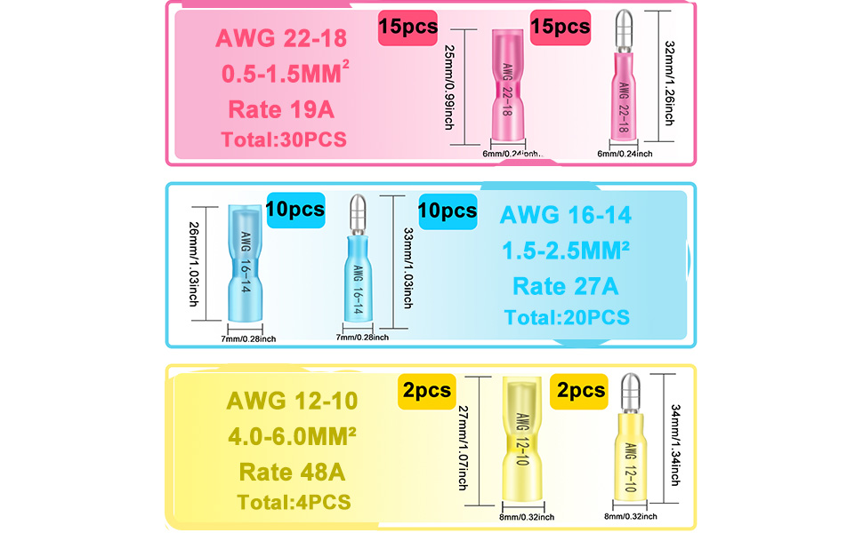 54PCS Heat Shrink Bullet Wire Connectors
