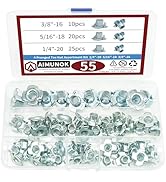 55pcs 4 Prong Zinc T-Nut Kit - Steel Assortment, 3 Sizes (1/4
