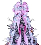 Christmas Tree Topper Wreath Bow Large Pink Christmas Bow Tree Topper 52"x13" Pink Ice Cream Patt...