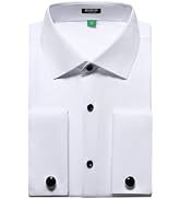 JEMITOP Mens French Cuff Dress Shirt Regular Fit | Tuxedo Shirt with Cufflinks, Wrinkle Free, Sub...