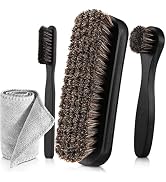 4 Pcs Horsehair Shine Shoes Brush Kit Polish Dauber Applicators Cleaning Leather Shoes Boots Care...