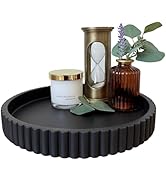 OAKOA Concrete Black Tray for Coffee Table - Round Black Decorative Tray for Table Decor - Bandej...