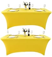 ZarzaaSik 2-Pack 6ft Spandex Table Covers for Rectangle Standard Folding Tables - Wrinkle Resista...
