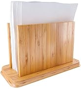 Home Intuition Rustic Bamboo Wood Napkin Holder for Kitchen Storage Large Napkins Dispenser
