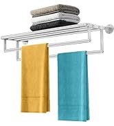 XEENEW Double Towel Racks for Bathroom Towel Rack with Shelf, 24 Inch Double Towel Bars, Wall Mou...