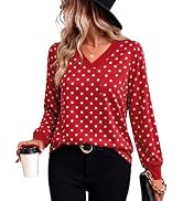 WIHOLL Long Sleeve Shirts for Women V Neck Blouses Dressy Casual Fall Clothes 2026 S-2XL