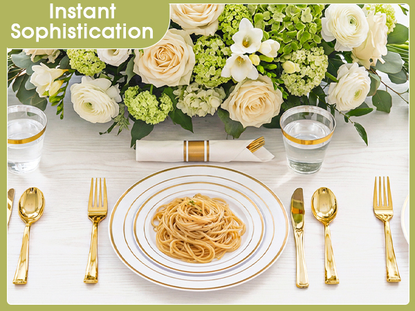 Gold Plastic Dinnerware Set