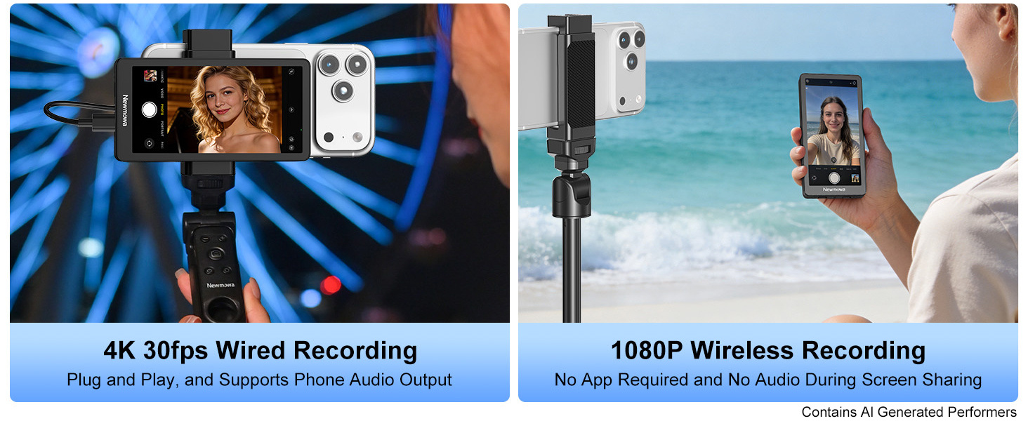 Vlog Selfie Phone Screen with Wireless Remote