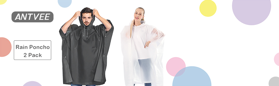 ANTVEE Rain poncho 2 pack