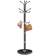 Waavryee Modern Metal Coat Rack Stand, Coat Rack Freestanding with Natural Marble Base, Sturdy He...