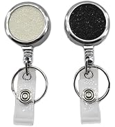 YEMCHI 2 Pack Heavy Duty All Metal Retractable Badge Holder Reel - Durable & Bling ID Card Holder...