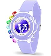 TixYolo Digital Kids Watch with 7 Color Lights 50M Waterproof,Alarm,Stopwatch,Soft Strap,Children...