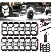 12 Pods 324 LED Pure White Rock Lights Kit with Switch Wiring Harness, 6500K 5050 SMD LED Undergl...