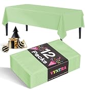 Vyntra Plastic Tablecloths, 12-Pack, 54 x 108 in, Rectangular, Sage - Disposable Party Table Cove...