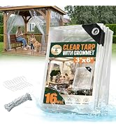 3x6 FT Heavy Duty Clear Tarp Waterproof, 16 Mil PVC Vinyl Clear Tarpaulin, Clear Plastic Tarp for...