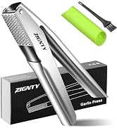 ZIGNTY Professional Garlic Press Stainless Steel, Garlic Mincer No Need to Peel, Large Trough Gar...