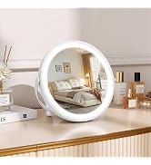 Bearolve Travel Makeup Mirror, 8" Small Vanity Mirror with Lights, 1500mAH Battery, 3-Color Light...