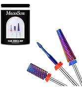 MelodySusie 3Pcs Nail Drill Bits Set, 3/32'' Carbide Tungsten Bits, Super Long 5 in 1, Flat Top L...