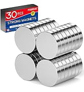 30 Pack Small Round Neodymium Magnets, Premium Brushed Nickel Fridge Magnets Whiteboard Magnets, ...